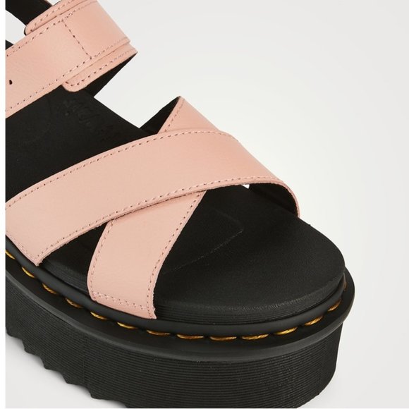 DR. MARTENS Voss II Quad Leather Platform Sandals Beige Pink - Picture 12 of 12